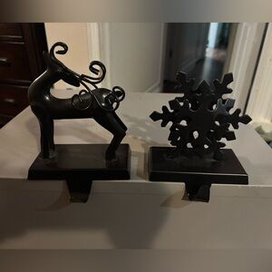 Elegant Black Reindeer and Snowflake Holiday Decor Set